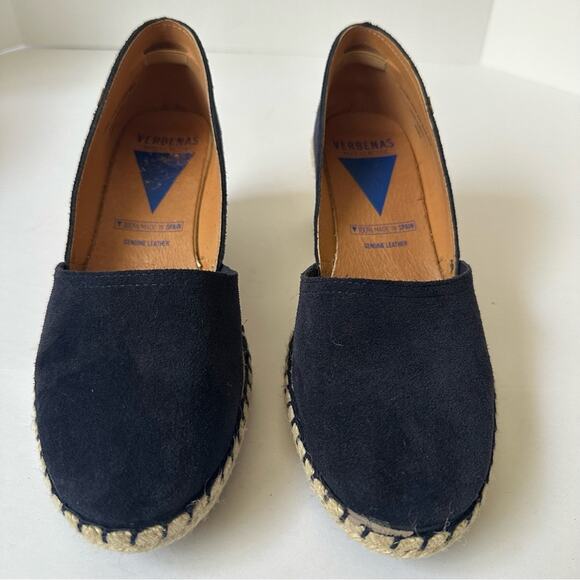 Verbenas Mamen Serraje Espadrilles size EU 39 Marine Blue Tan Wedges - Picture 3 of 13
